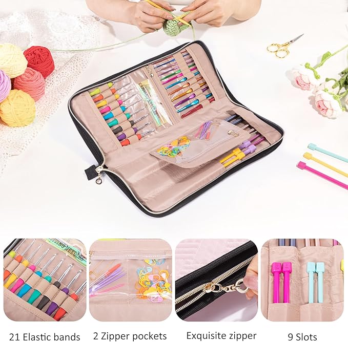 Knitting Needles Case (up to 14 Inches) - Needle & Crochet Hook Organizer