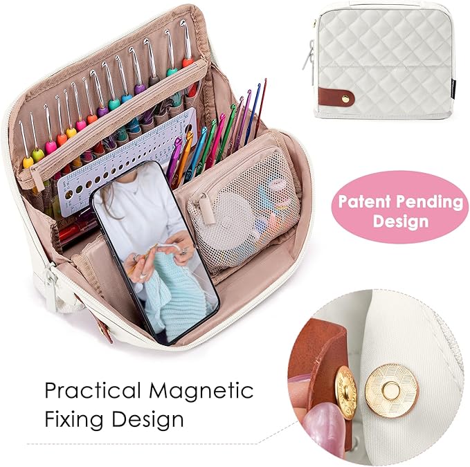 Empty Crochet Hook Case - Stand Up Organizer with 30 Slots for Hooks & Needles, Crochet Accessories Kit for Lovers & Beginners