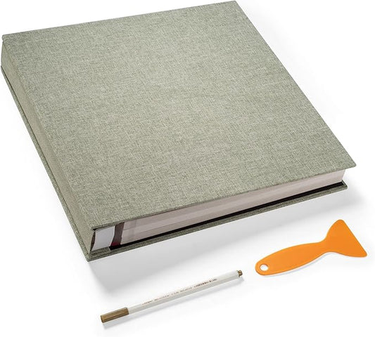 Large Photo Album Self Adhesive 4x6 5x7 3x5 8.5x11 Scrapbook Magnetic Album DIY Scrap Book Length 13 x Width 12.8 (Inches) 120 Sticky Pages Linen Cover DIY Photo Album (Grass Green)