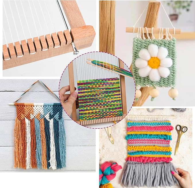 LYKTRIX Weaving Loom for Kids, Wooden Weaving Kit, Loom Kit for Kids Ages 8-12, Great Knitting Looms for Beginners and Girls Over 6 Years Old, Contains Enough Weaving Yarn 11.4" x 7.5"