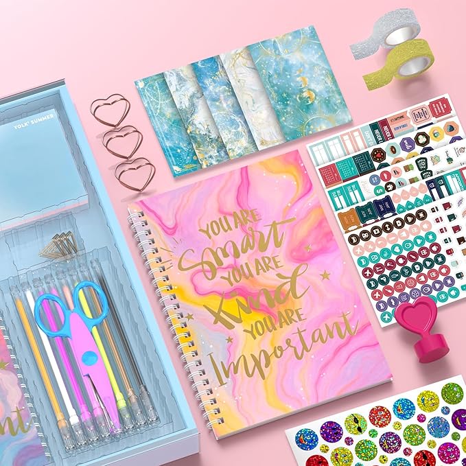 2-pack diy journal kit for girls ages 8-14,diy journal set stationary birthday gifts ideas for girls,art crafts for tween kid scrapbook & diary supplies set