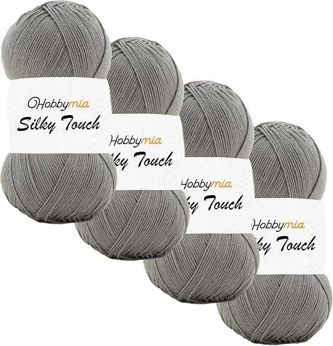 Silky Touch Acrylic Yarn - Soft Sport Weight Yarn for Crochet & Knitting - 100g / 383yds - 100% Microfiber Acrylic - Lightweight Fine Smooth Yarn(Gray - Charcoal Gray, 4 Skeins)