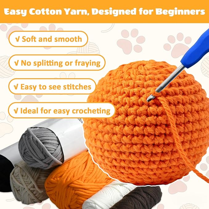 Esoes Crochet Kit for Beginners-4PCS Cat Crochet Kits for Adults, Amigurumi Crochet Animals Cat Crafts Crochet Kits, Holiday Gifts