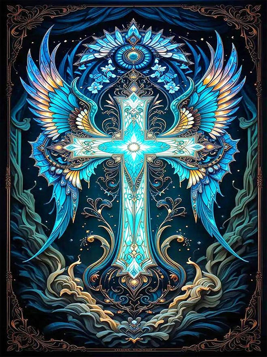 igoodom Cross Diamond Art Kits for Adults, Religion Diamond Painting Kit, Full Drill Round Diamond Art Kits, DIY Gem Art and Crafts for Home Wall Decor Gift 12x16inch