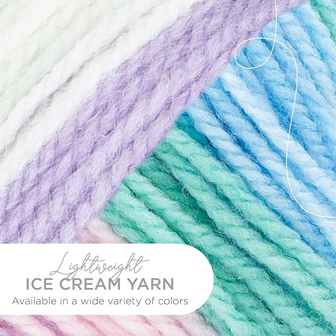 Lion Brand Yarn, Ice Cream Baby Yarn for Knitting, Crochet, and Crafts, Love Potion, 3 Pack, DK Weight Colorful Acrylic Fiber for Baby Blankets, Hats, and Sweaters