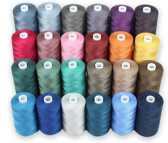 BlesSew Sewing Thread - 24 Spools of Polyester Thread for Sewing Machine, Beginners, Hand Stitching & Quilting - 1000 yds Per Spool