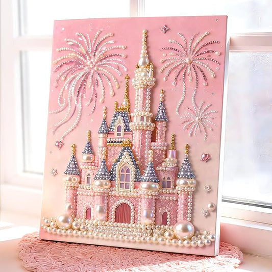 2026 New DIY Castle Beaded Art Kit - Castle Pearl Painting Kit, Plastic Pearl Art Craft for Adults and Beginners, Home Wall Decor, Valentine's Day Gift