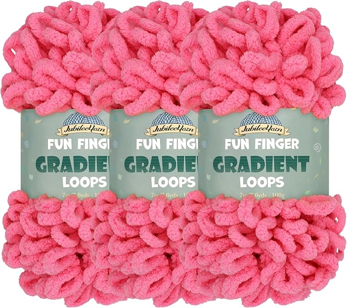 JubileeYarn Fun Finger Gradient Loops Yarn - 100g/Skein Jumbo Polyester - Vesta - 3 Skeins