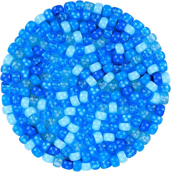 plastic pony beads for jewelry making, 1200 pieces, multi-color, 0.35 x 0.22 inch, diy craft beads for bracelets and hair braids (aqua)
