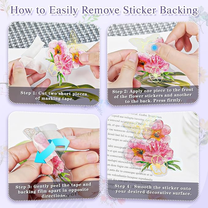 240Pcs Gilt Flower Stickers for Scrapbooking,Self-Adhesive Floral Stickers Scrapbook Supplies Journaling for Water Bottle Adult Card Making Letters DIY Cards Decoration