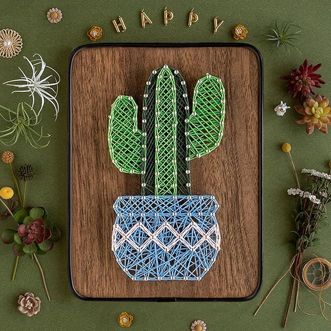 BAZIMA DIY String Art Kit for Beginner,DIY Cactus Craft Kit,Unique Gift,Craft Kit for Holidays