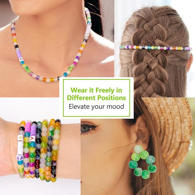 XSEINO About 1200+ pcs 6mm Glass Beads Bracelet Making Kit, 24 Assorted Green Bi-Color Fusion Series Crystal Beads for Jewelry Making, DIY Crafts, Friendship Bracelets
