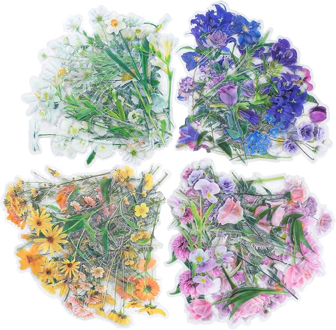 160 Pieces Natural Flower Stickers for Scrapbooking, Self-Adhesive Scrapbooking Stickers Supplies Journal for Adult Card Making Letters DIY