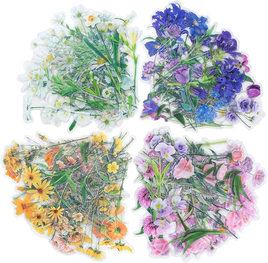 160 Pieces Natural Flower Stickers for Scrapbooking, Self-Adhesive Scrapbooking Stickers Supplies Journal for Adult Card Making Letters DIY