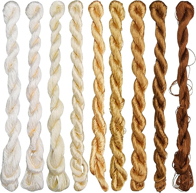 Natural 100% Silk Thread, Handmade Embroidery Thread Silk Floss 9 Colors 110m Each (36)