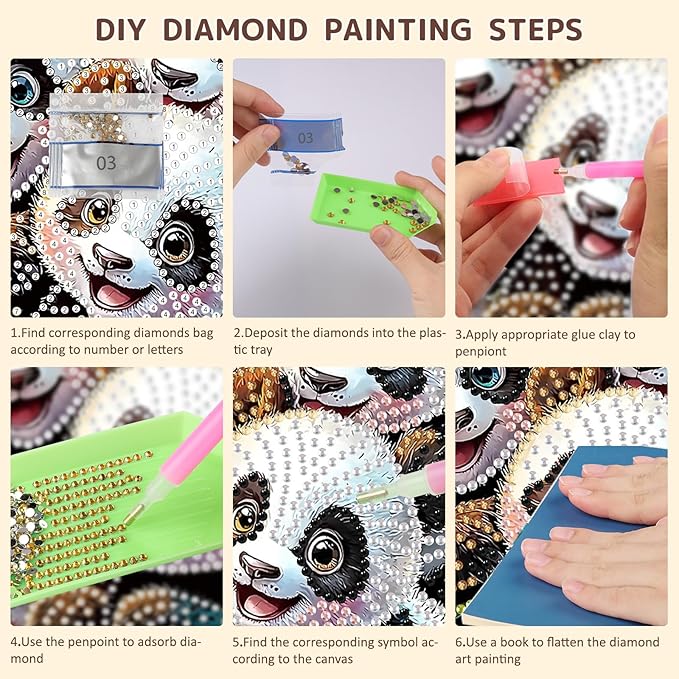 SENQAO Panda Hanging Diamond Art Painting Kits for Adults Beginners, 5D Special Shape Diamond Art Kits, Cute Panda Crystal Rhinestones Diamond Gem Art Painting for Home Garden Wall Decor