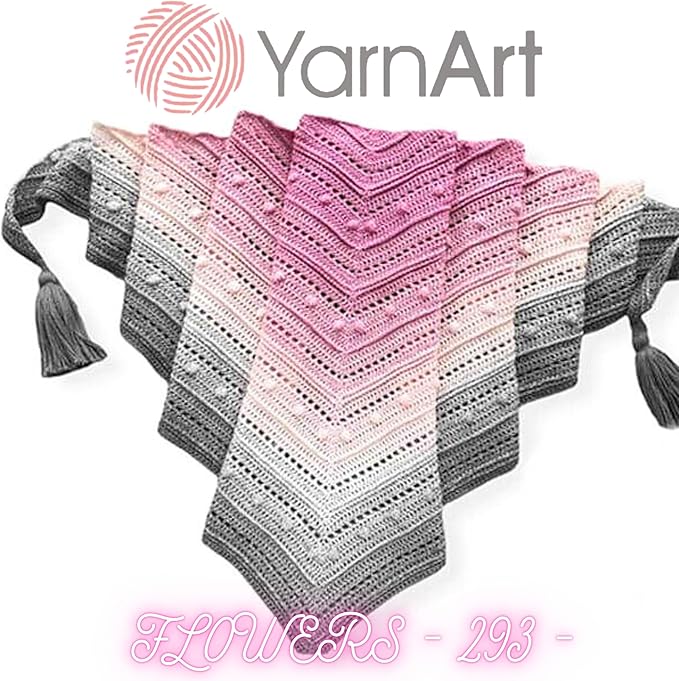 YarnArt Flowers – Gradient Cotton Acrylic Blend, 250g (8.8 oz), 1094 yds, Lightweight Sport Yarn for Crochet, Knitting, Shawls, Summer Projects (293)