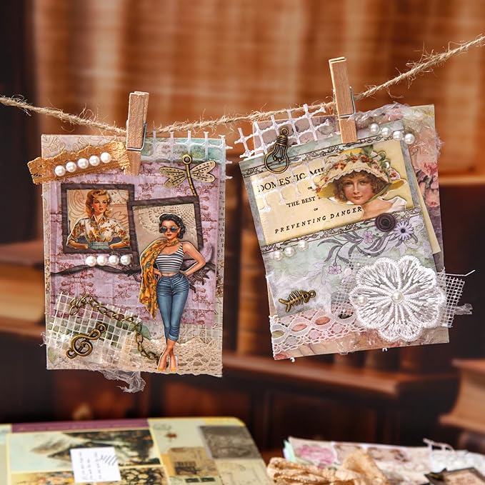 Retro Frame Cardstock Stickers, 60PCS Photo Window Designs - Vintage Square Collage Frames for Scrapbook Albums Diaries DIY Decor