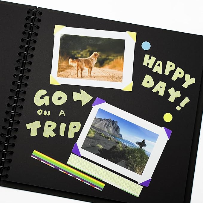 10 x 10 Inch DIY Scrapbook Photo Album Hardcover Kraft Blank Page Acid-Free, 40 Pages (20 Sheets) Memory Book for Wedding Anniversaries Family Baby Memories Small Scrapbooking Projects, Black