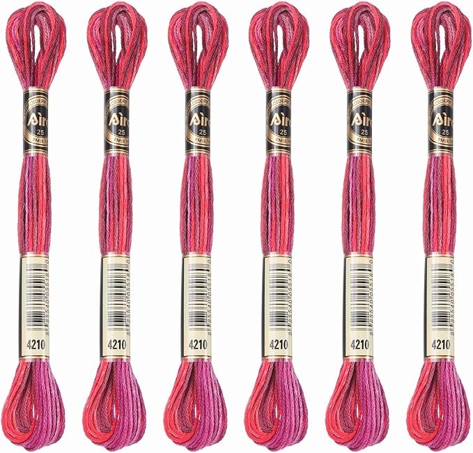 PATIKIL 6 Skeins Embroidery Floss, Polyester Embroidery Threads Bracelets String for Cross-Stitch Hand Embroidery, Red Purple