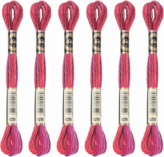 PATIKIL 6 Skeins Embroidery Floss, Polyester Embroidery Threads Bracelets String for Cross-Stitch Hand Embroidery, Red Purple