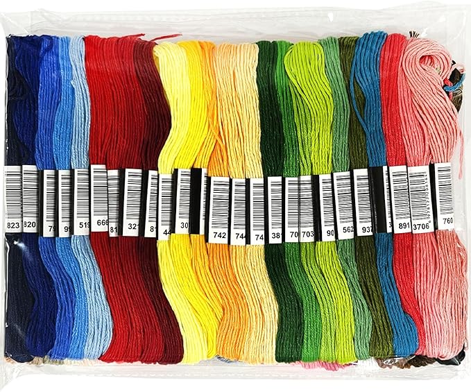 100-Color DMC Cotton Embroidery Thread Set - 8m Skeins with Center Numbered Labels for Perfect Color Matching