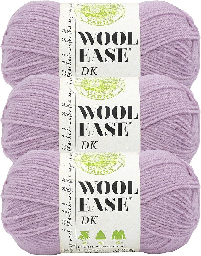 Lion Brand Wool-Ease DK Yarn, Yarn for Knitting, Crocheting, and Crafts, Lavender, 3 Pack