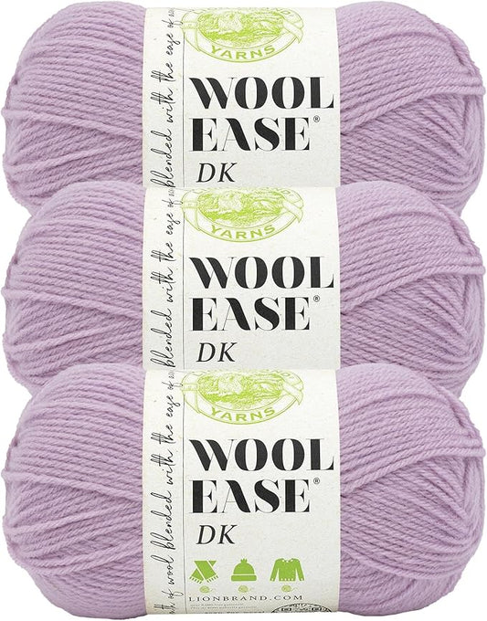 Lion Brand Wool-Ease DK Yarn, Yarn for Knitting, Crocheting, and Crafts, Lavender, 3 Pack