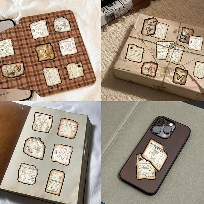 200pcs Vintage Stickers for Adults, Aesthetic Junk Journal Supplies for Scrapbooking Bullet Journal Collage Diary DIY Crafts