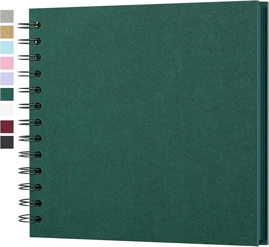 Yopih 7 x 7 Inch DIY Scrapbook Photo Album Hardcover Kraft Blank Page Acid-Free 40 Pages (20 Sheets) Memory Book for Wedding Anniversaries Family Baby Memories Small Scrapbooking Projects, Green