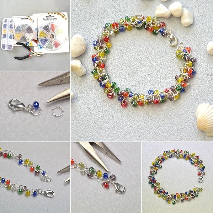 PH PandaHall About 1900 Pcs 6/0 Multicolor Beading Glass Seed Beads 8 Colors Round Pony Bead Mini Spacer Czech Beads Diameter 4mm for Jewelry Making