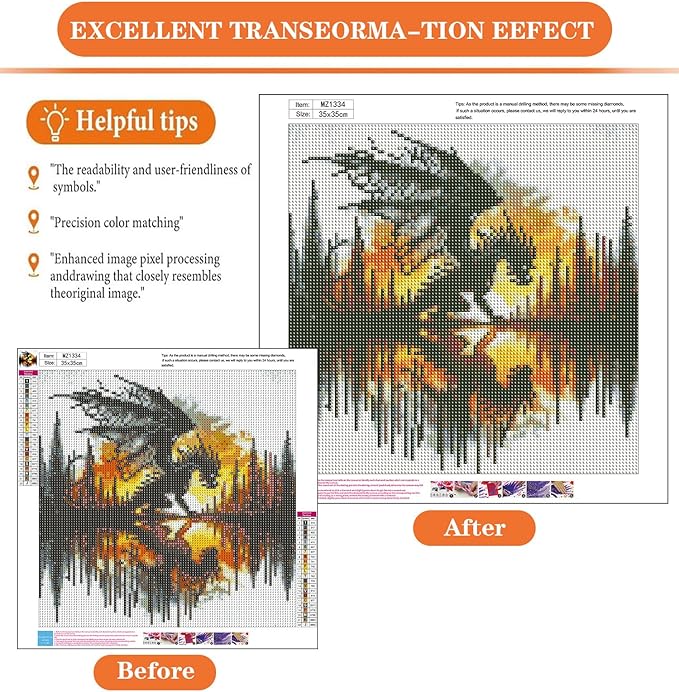 igoodom Dragon Diamond Art Kits for Adults, Silhouette Dragon Diamond Painting Kit, Full Drill Round Diamond Art Kits, DIY Gem Art and Crafts for Home Wall Decor Gift 14x14inch