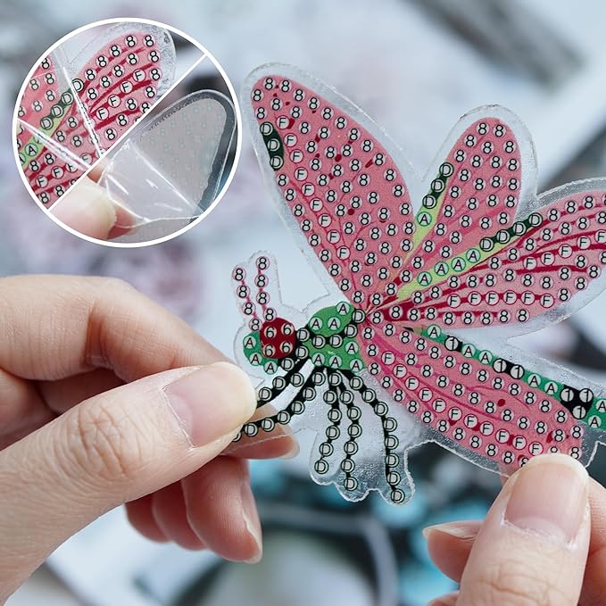 SWATOM 10PCS Diamond Art Kits for Adults for Garden Decor with Butterfly, Hummingbird, Ladybug, Bee, Dragonfly Stakes Diamond Painting Dotz Ornaments Kits for Indoor Outdoor Yard Decoration Crafts