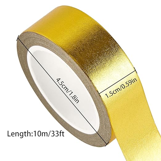 QDiShi Yellow Gold Washi Tape for Wall Decor Decorative,Foil Masking Tape Low Tack Self Adhesive Decorative Washi Tape Shiny Metallic Color 0.59in x66FT