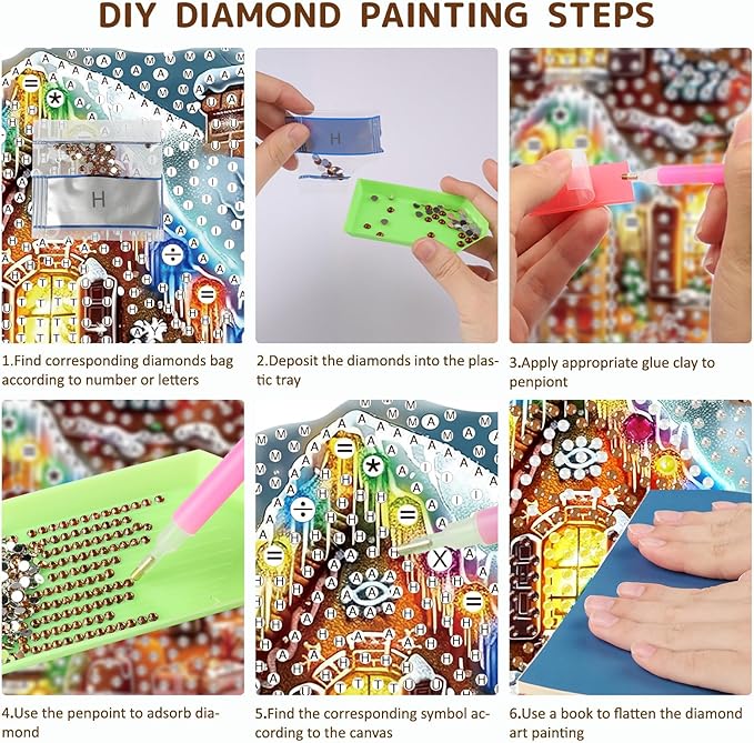 SENQAO Christmas Diamond Art Hanging Kits for Adults Kids, Christmas House Diamond Art Suncatchers, 5D Special Shape Diamond Painting Pendant Window Ornament Gifts for Home Door Wall Decor