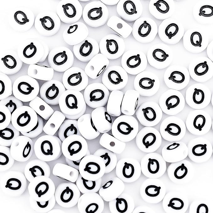 sunrica 300pcs round clay letter beads for charms bracelets making 4x7mm individual white alphabet beads q