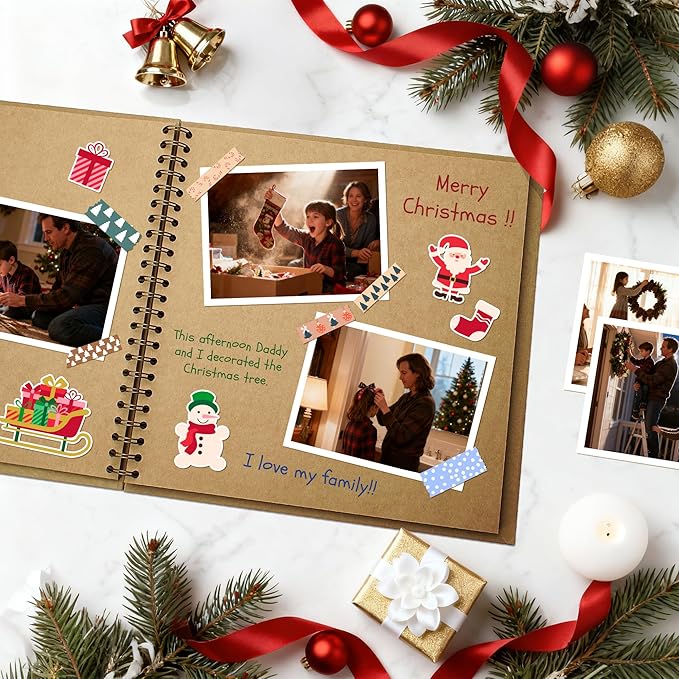 8X8 Inch DIY Scrapbook Photo Album, Kraft Blank Paper Scrap Book 40 Pages Memory Book for Wedding Family, Kraft Color