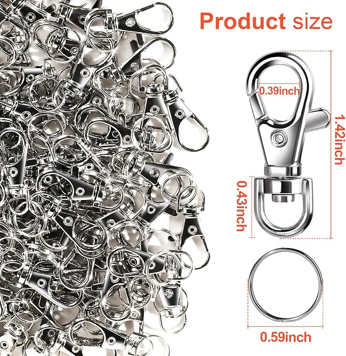 LEOBRO 60PCS Lobster Claw Clasps and Key Rings, 30PCS Keychains Clips and 30PCS Key Chain Ring, Keychain Making kit for Key Chain, Jewelry Making, Art Crafts, Silver