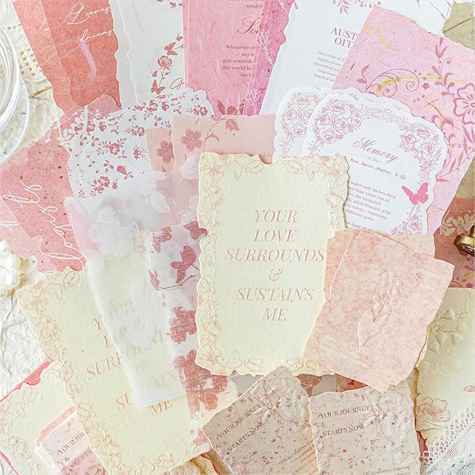 120PCS Vintage Scrapbook Paper Textured Journaling Scrapbooking Supplies Kit Retro Decorative Craft Paper Assorted for Bullet Junk Journals Card Making Craft DIY, Flower Branch Language Series