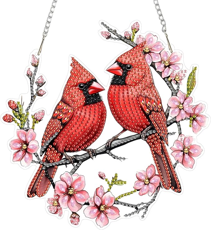 MAXBYE Diamond Art Painting Pendant Kits, 5D Diamond Painting Hanging Ornament Hummingbird, DIY Diamond Crystal Window Pendant Kit for Adults Gift Wall Home Decoration