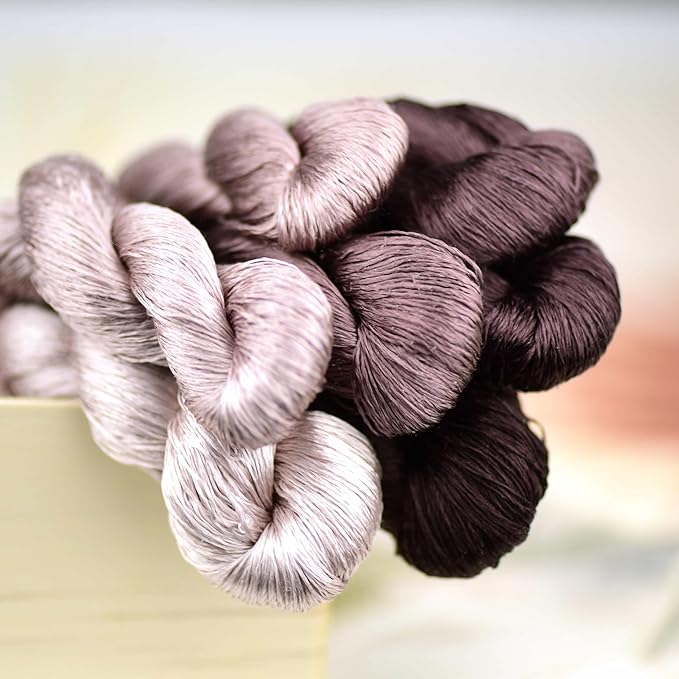 Natural 100% Silk Thread, Handmade Embroidery Thread Silk Floss 7 Colors 110m Each (23)