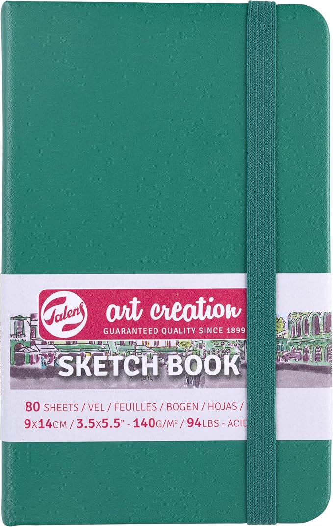 talens japan t9314-331m 452140 art creation sketchbook, drawing notebook, 3.5 x 5.5 inches (9 x 14 cm), forest green