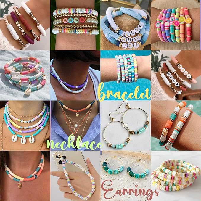 Sunlode 30,000Pcs Clay Beads Bracelets Making Kit, Beads for Bracelets 6 Boxes Bead for Jewelry Making Kit Friendship Bracelet Gifts Trendy Stuff Letter Bead Craft Adult
