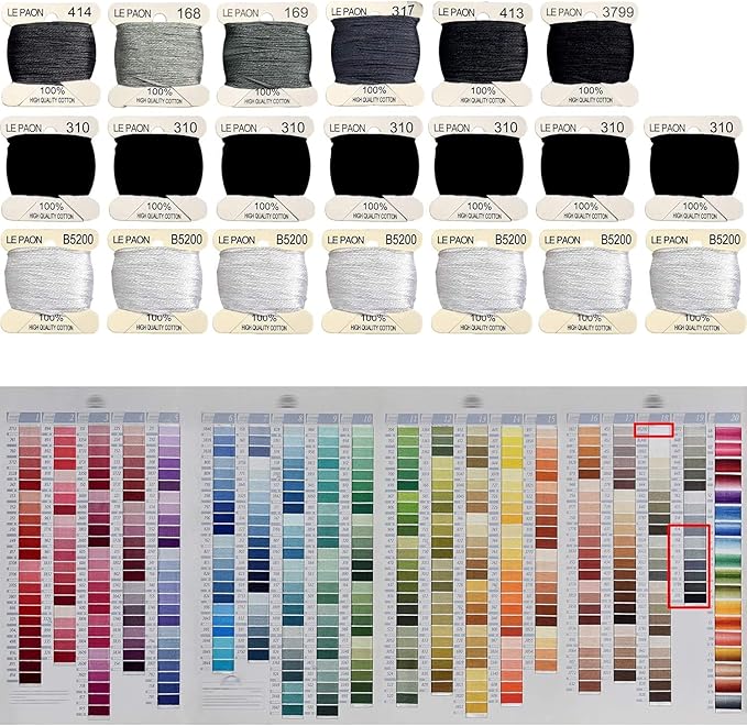 Embroidery Floss bobbins - Cross Stitch Threads - Friendship Bracelets Floss - Crafts Floss - 20 Bobbins Per Pack Embroidery Floss, Beaver Gray Gradient