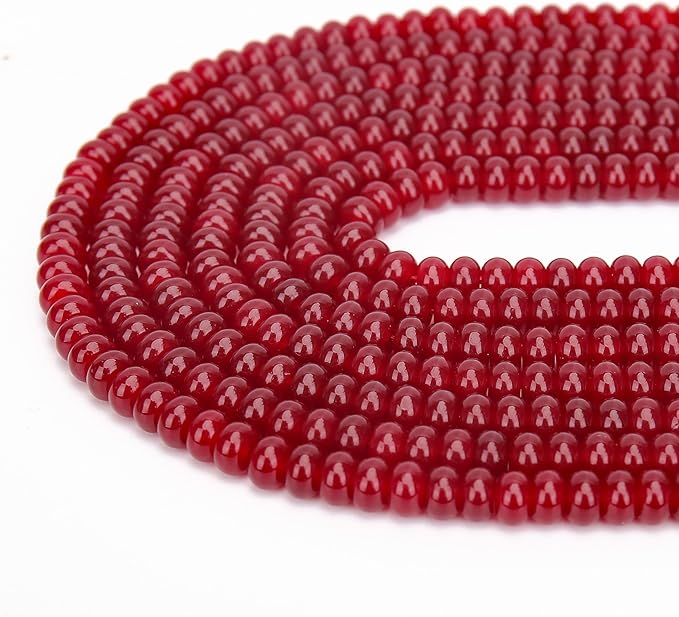 2 Strands (150PCs) Garnet Jade Rondelle Beads, 5 * 8mm Gemstone Loose Spacer Abacus Disk Beads for DIY Bracelet Necklace Earrings Jewelry Making, Craft Supplies Beading Kit