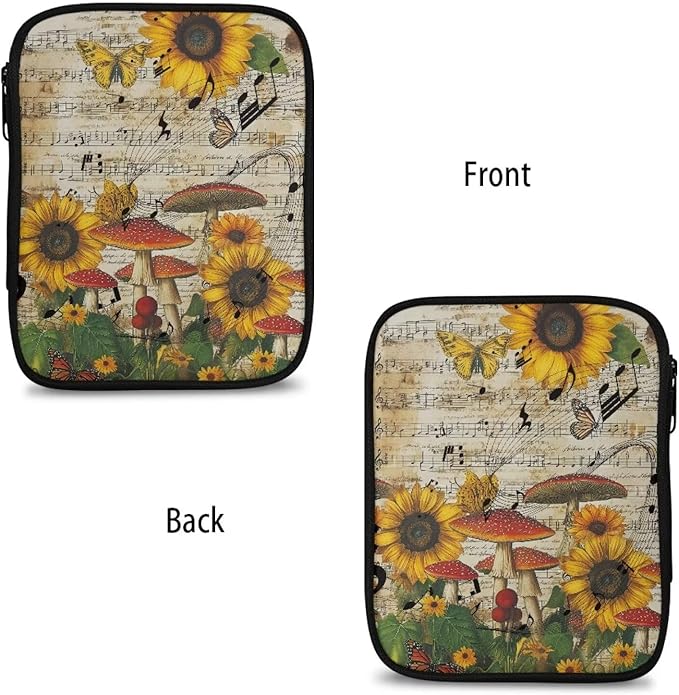 Hechitok Sunflower Mushroom Crochet Hook Case, Organizer Zipper Bag with Web Pockets for Various Crochet Needles and Knitting Accessories, Well Made and Easy to Carry