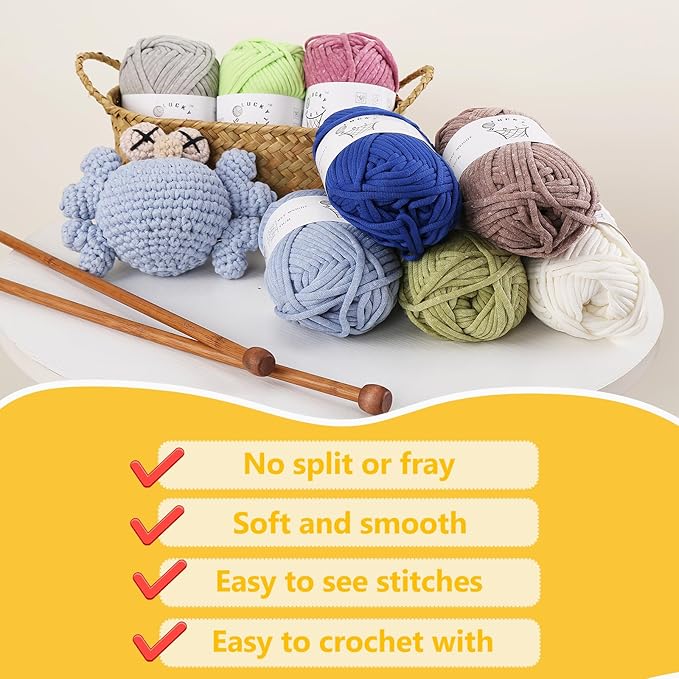 100g Yarn for Crocheting and Knitting,66yds/60m Cotton Yarn for Beginners,Cotton-Nylon Acrylic Blend Yarn for Beginners Crochet Kit Making(Lemon)