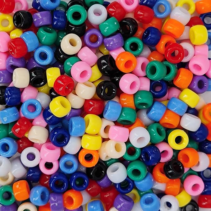 MIIIM 1000PCS 6x9mm Pony Beads Bulk, Neon Kandi Beads for Bracelets Making Kit, Hair Braids Crafts for Jewelry Making (Neon Mixed)