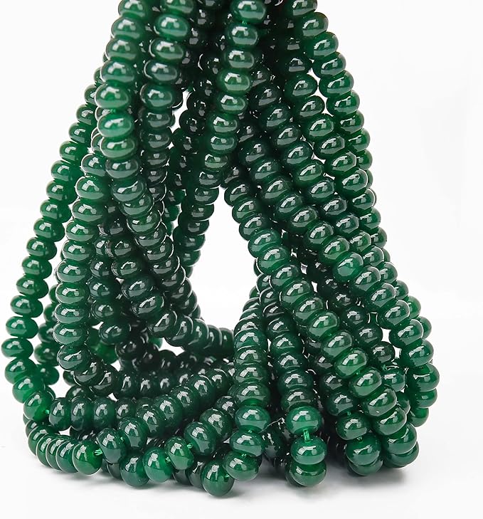2 Strands (150PCs) Green Jade Rondelle Beads, 5 * 8mm Gemstone Loose Spacer Abacus Disk Beads for DIY Bracelet Necklace Earrings Jewelry Making, Craft Supplies Beading Kit