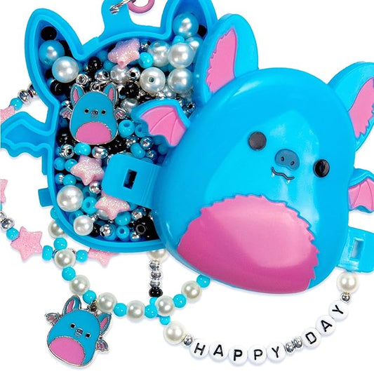 Original Squishmallows Boyle The Bat Bracelet Kit, Makes 3 Accessories, Fun Beads and Charms, Bonus Keychain, Friendship Jewelry Making Set, Gifts for Girls, Craft Kits, Arts and Crafts for Kids